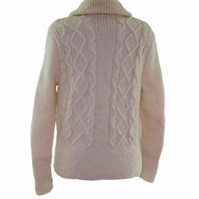 70s Ladies White Cable Knit Cardigan Womens Size - 10 - Image 2