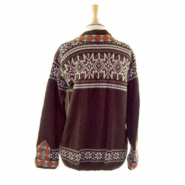 Womens Brown Pure Wool Norwegian Cardigan - 12 - Image 2