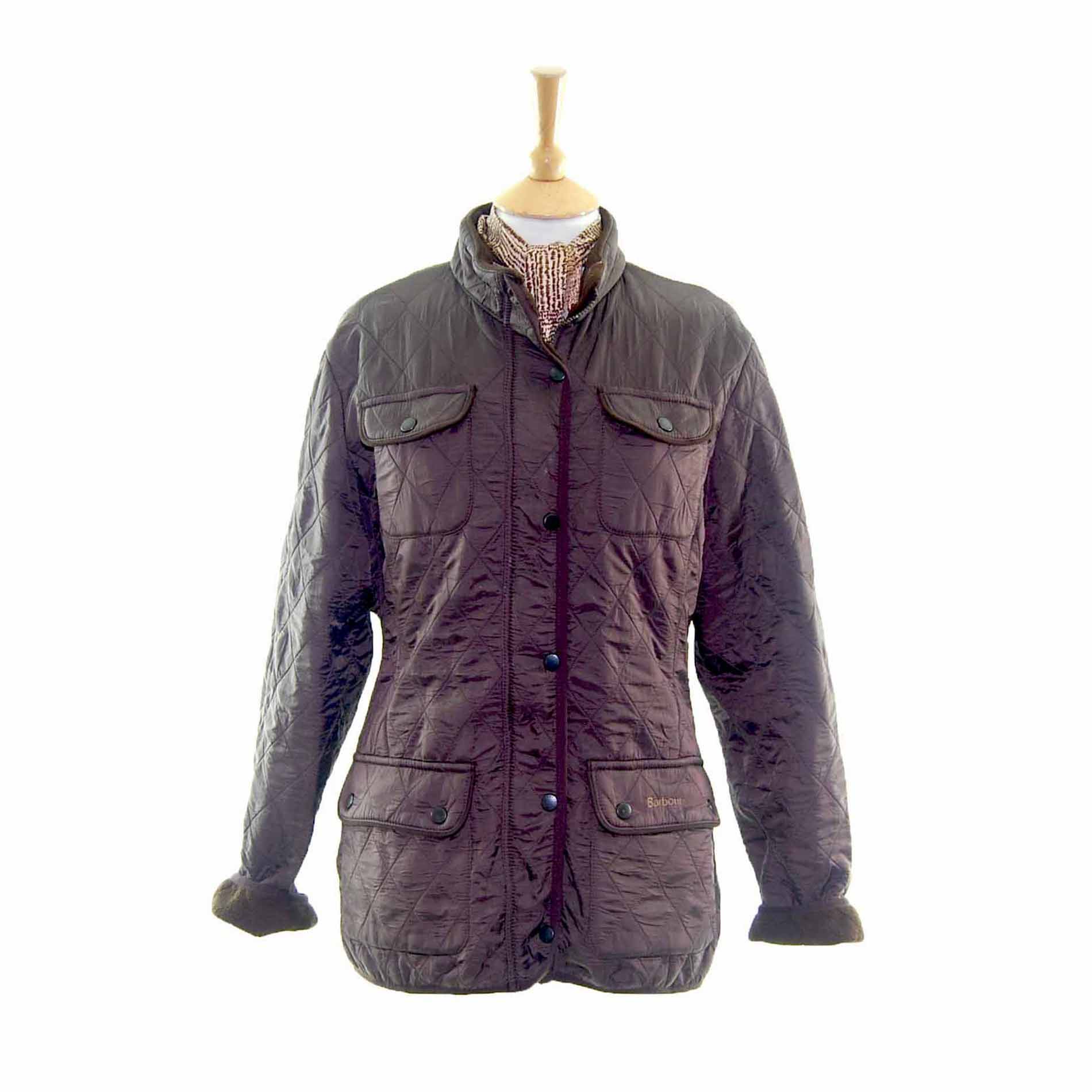 Barbour Ladies Brown Diamond Quilted Jacket- Blue 17 Vintage Clothing