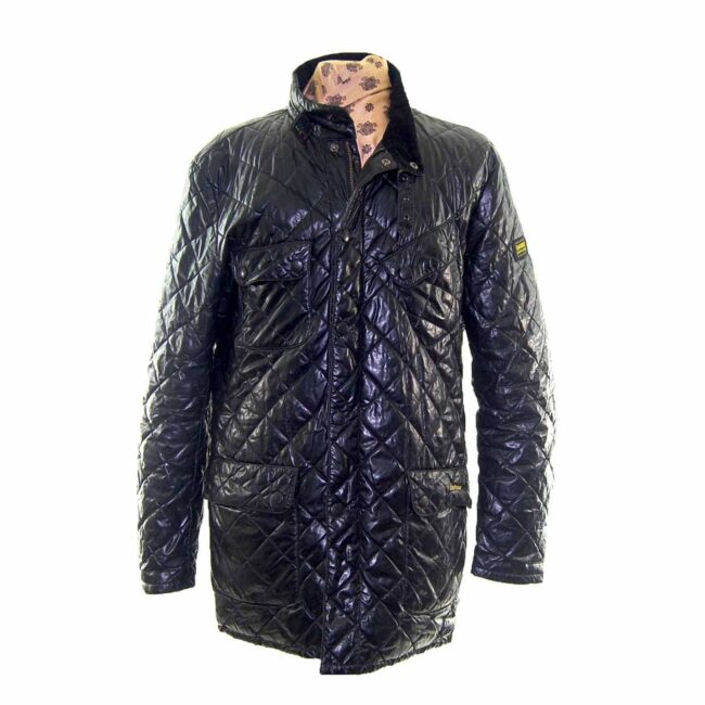 Barbour Mens Diamond Quilted Shiny Black Jacket - XL