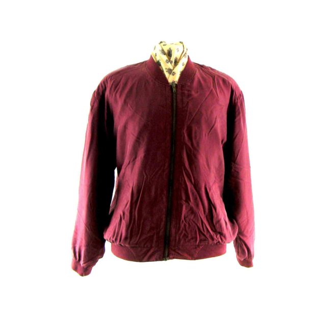 Burgundy silk bomber jacket