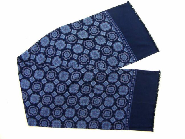 60s Blue Silk Printed Scarf - Image 2