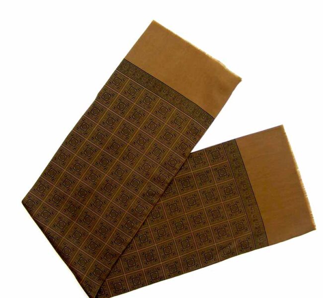 60s Brown Squares Print Silk Scarf - Image 3