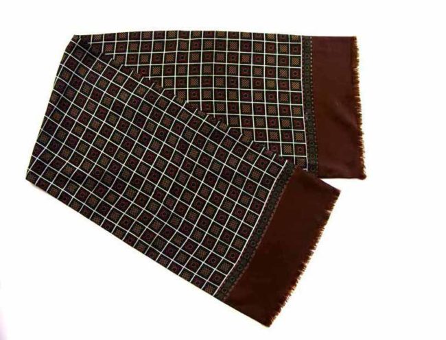 60s Green & Brown Geometric Print Scarf - Image 2