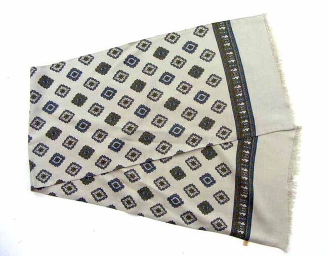60s Grey Silk Mens Printed Scarf - Image 2