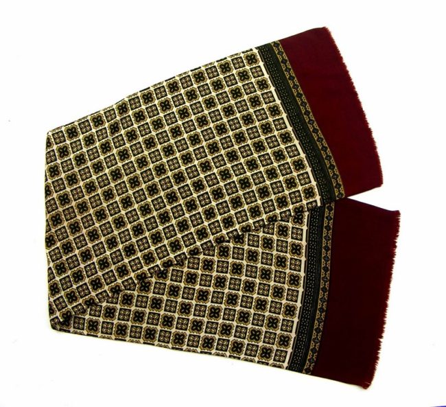 60s Mens White Green & Red Scarf - Image 2