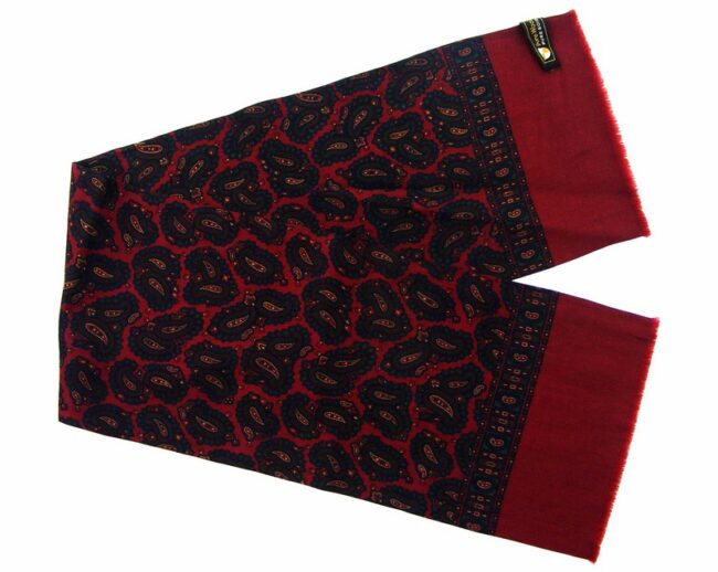 60s Silk Wool Mix Paisley Scarf - Image 2