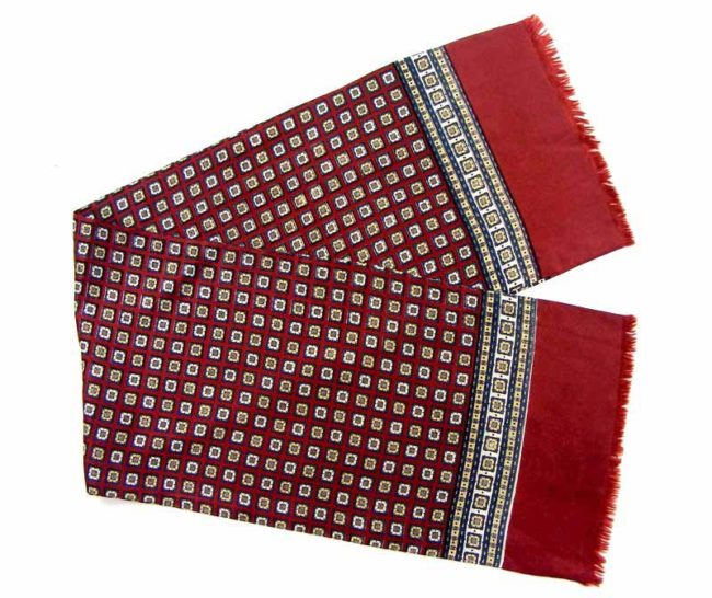 60s Wine Red Roman Patterned Scarf - Image 2