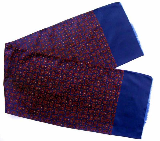 70s Navy Blue Paisley Print Scarf - Image 2