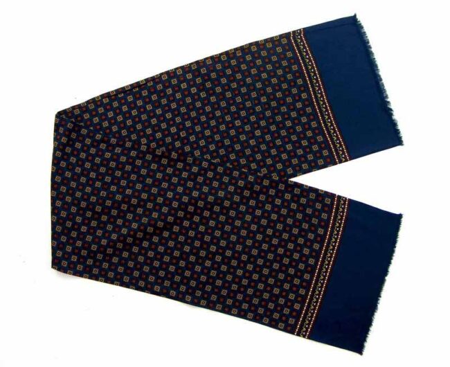 60s Blue Square Patterned Scarf - Image 2