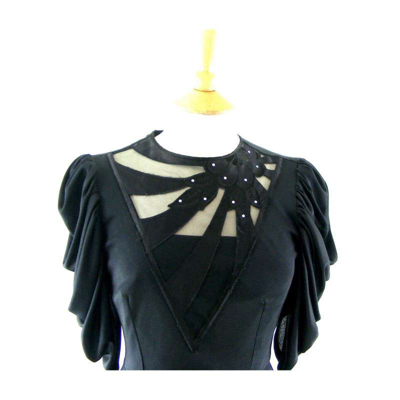Black 80s Evening dress - Blue 17 Vintage Clothing
