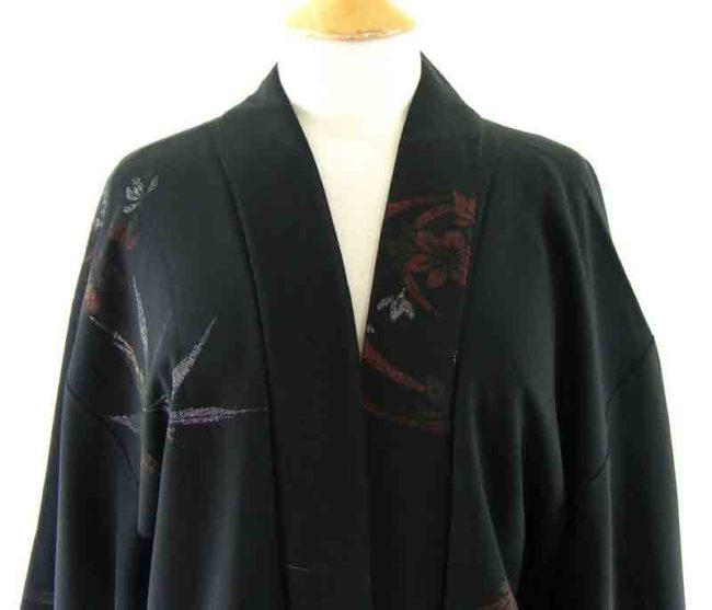Black Floral Print Haori - Image 2