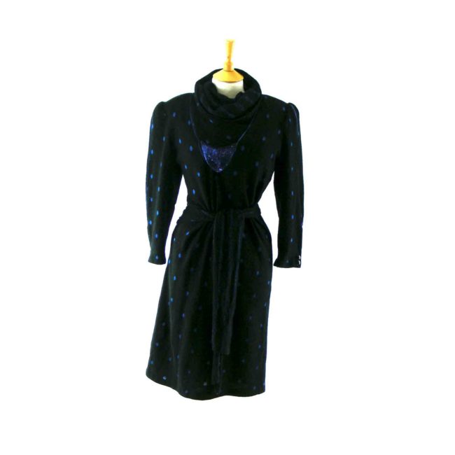 Black polkadot 80s dress