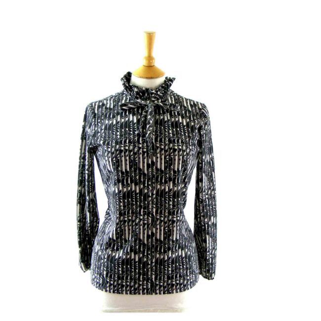 Brown and white printed blouse