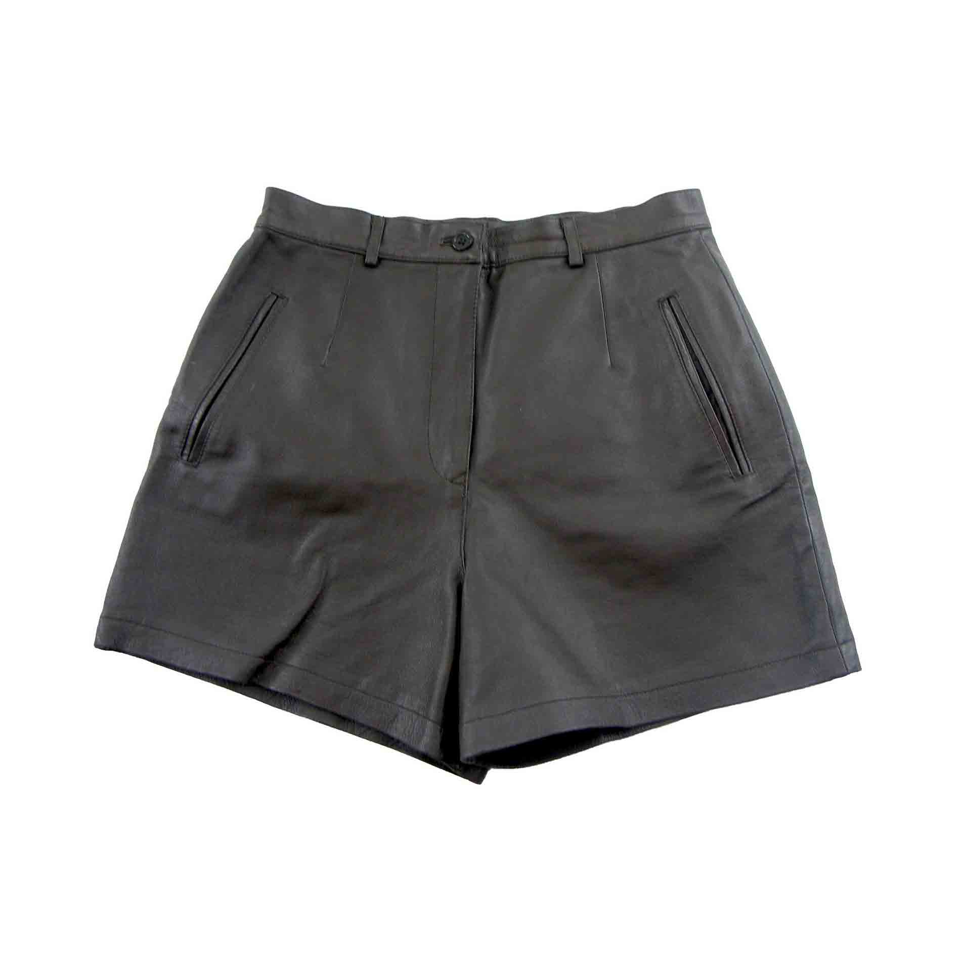 Vintage brown leather shorts - 10