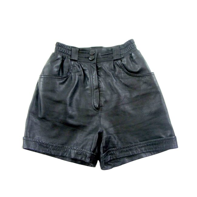 Black leather shorts - 6