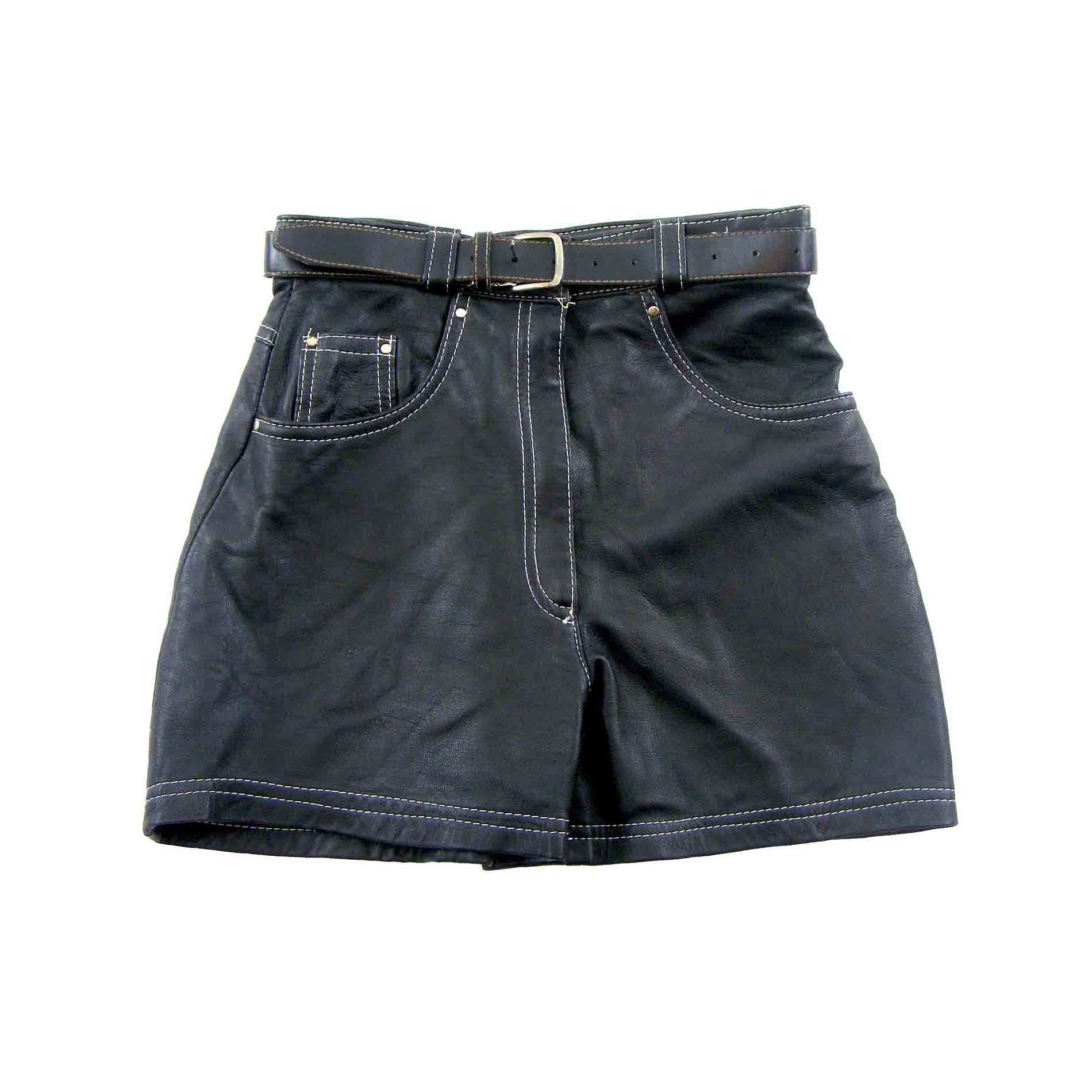 Distinctive Black leather shorts - 6
