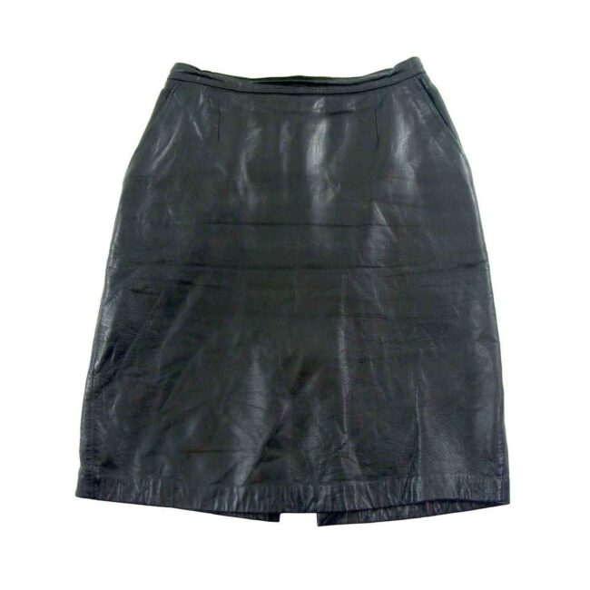80s leather knee length skirt