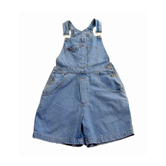 Blue Denim Cropped Dungarees -10