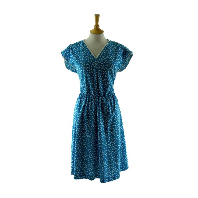 Blue polka dot 80s dress