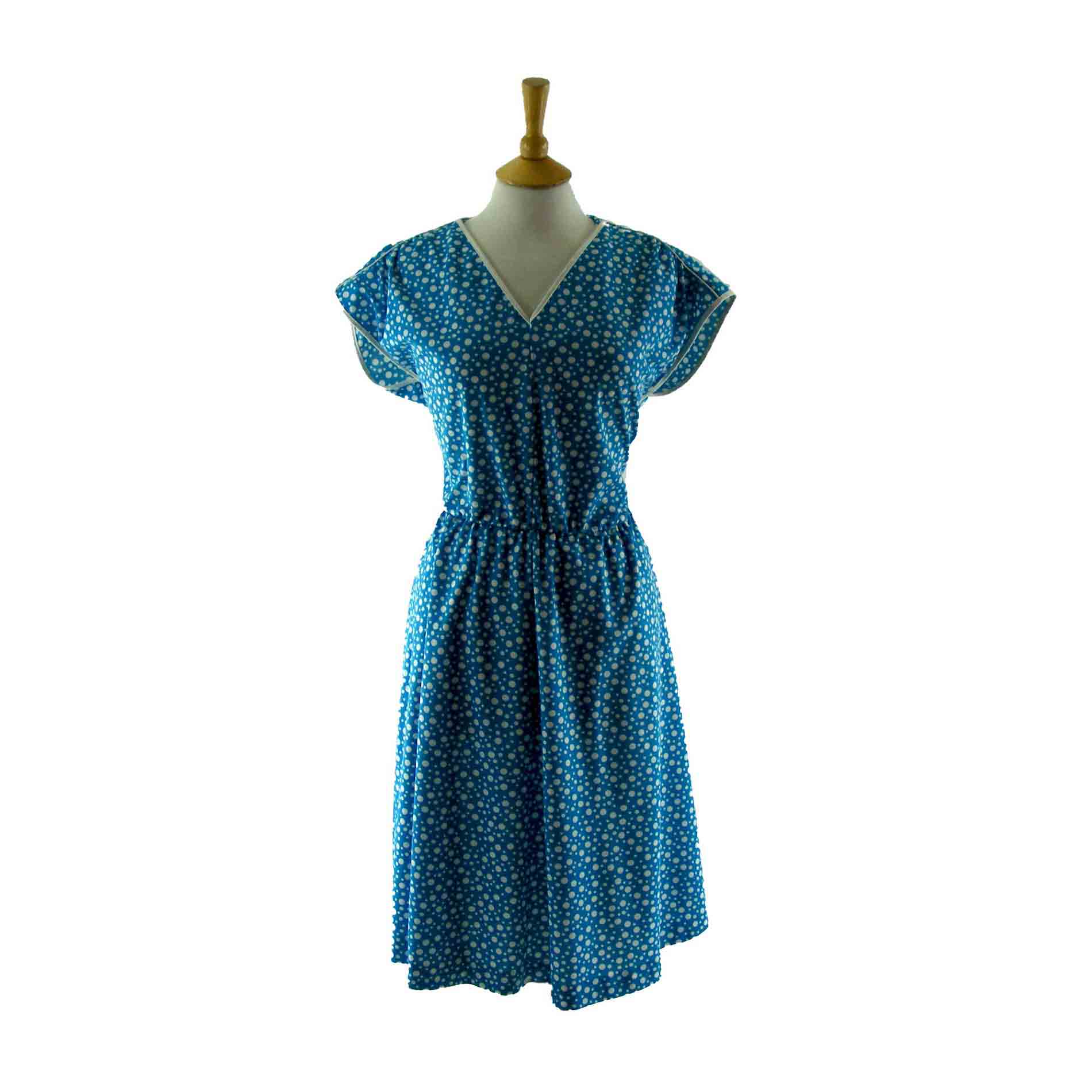 80s Yves St Laurent Dress - Blue 17 Vintage Clothing