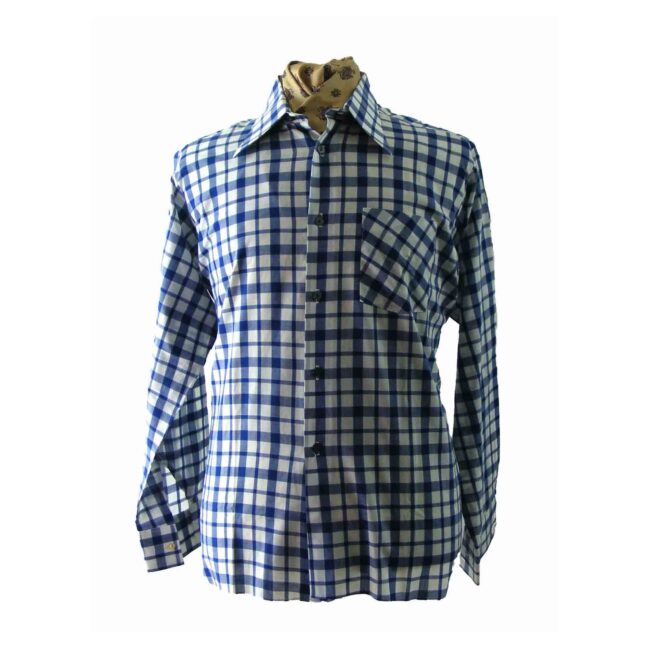 Blue & white check 70s shirt