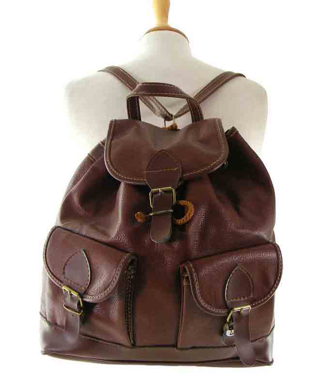 Brown Mock leather backpack - Image 2