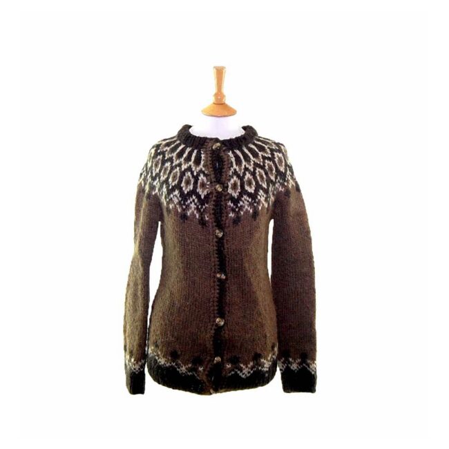 Brown Scandinavian Wool Cardigan - 10