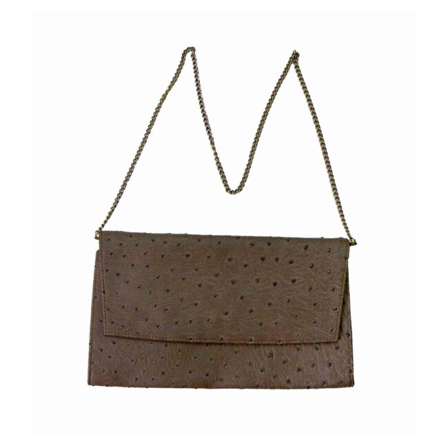 Brown Imitation Animal Skin Clutch Bag