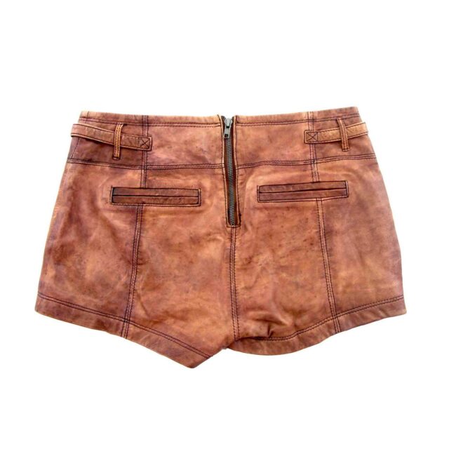 Brown leather mini shorts - 10