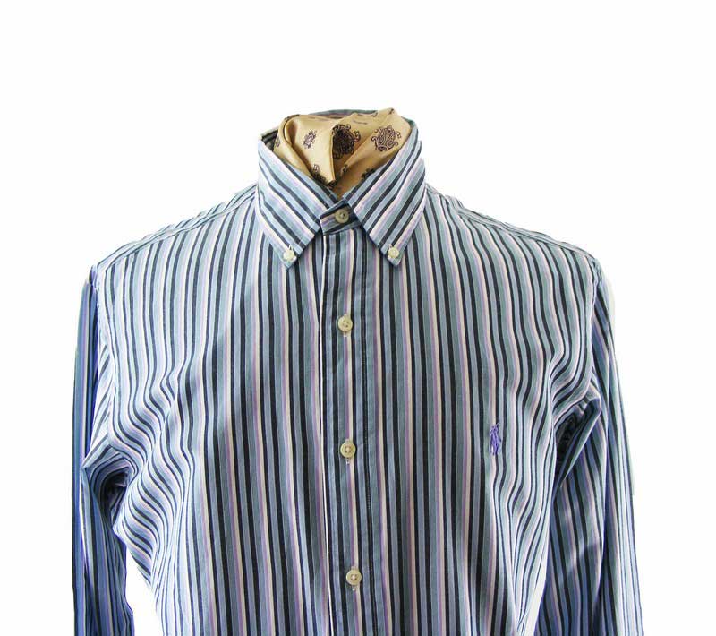 Polo Ralph Lauren Striped Multicoloured Shirt - Blue 17 Vintage Clothing