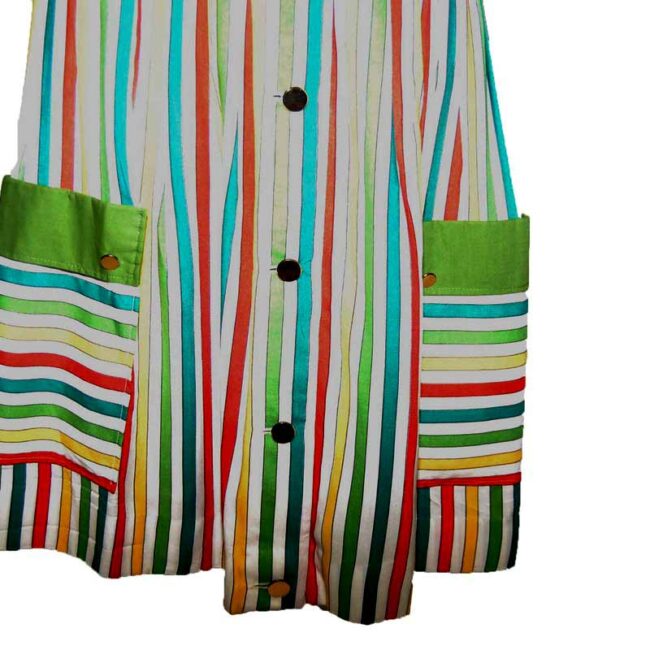 50s Multicoloured Cotton Print Candy Stripe Skirt - 8 - Image 2