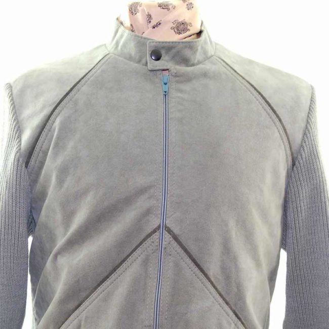 80s Green Suede Mens Zip Cardigan - M - Image 2