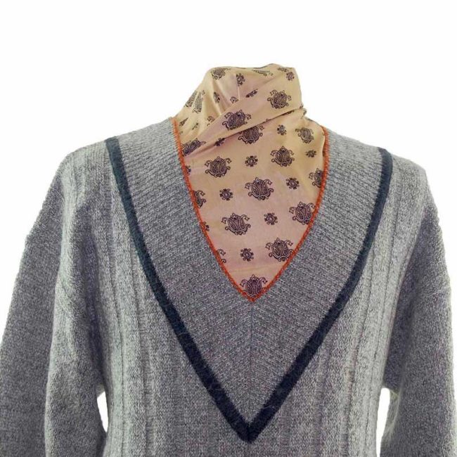 80s Mens Low Cut V Neck Sweater - L - Image 2