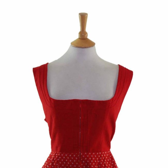 80s Red Dirndl Dress - 18 - Image 2