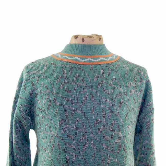 Mens Green 80s Style Design Sweater - L - Image 2
