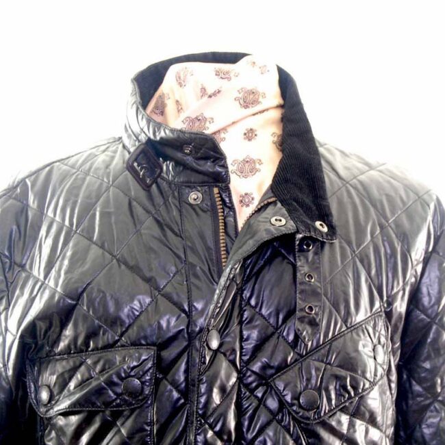 Barbour Mens Diamond Quilted Shiny Black Jacket - XL - Image 3