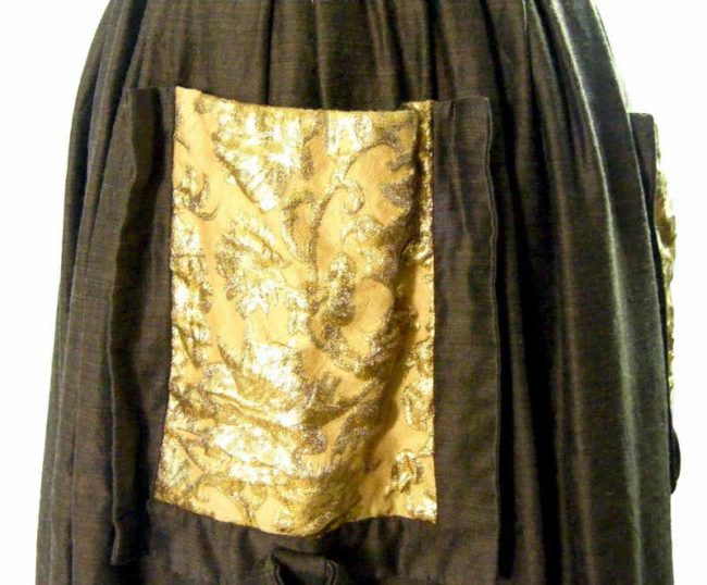 50s Brown Dress Gold Brocade Pockets - 10 - Image 2