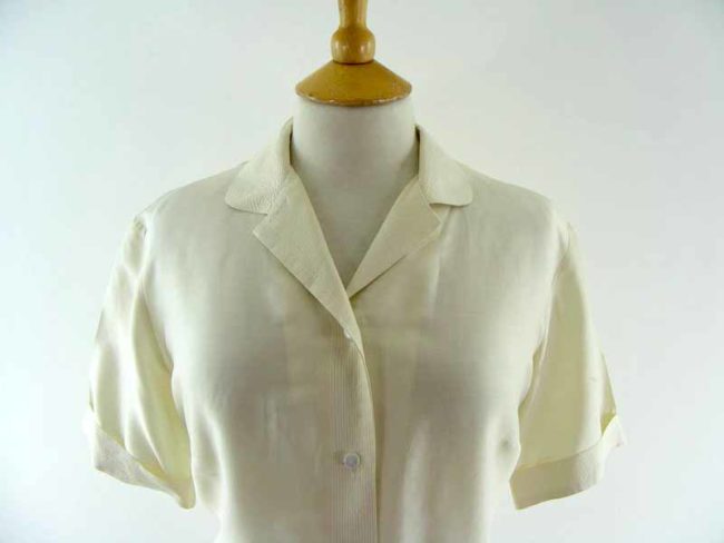 Close-up-of-50s-Pure-Silk-Off-White-Blouse