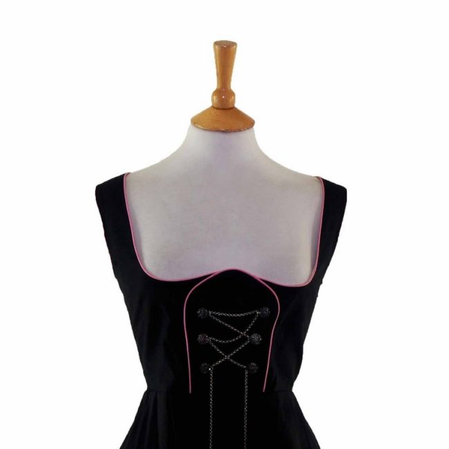 60s Austrian Black Cotton Dirndl Dress - 10 - Image 2
