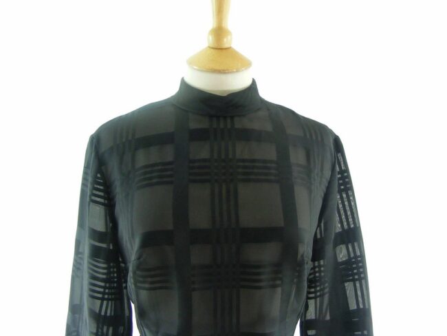 60s Criss Cross Print Black Top - 14 - Image 2