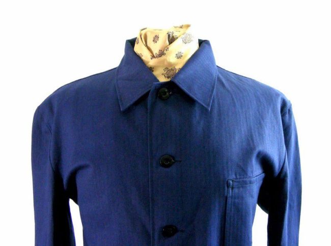 60s Dark Blue Cotton Workwear Jacket - L - Image 2