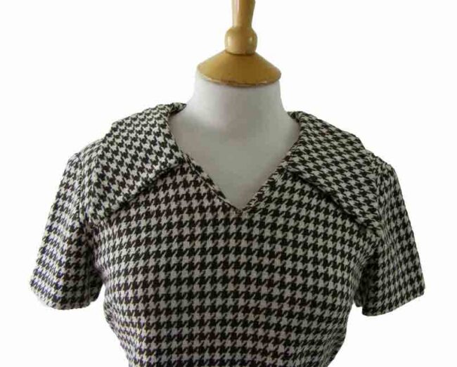 60s Hounds tooth Wool Mini Dress - 10 - Image 2