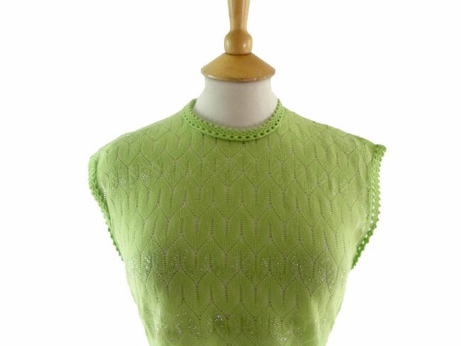60s Lime Green Knitted Top - 14 - Image 2