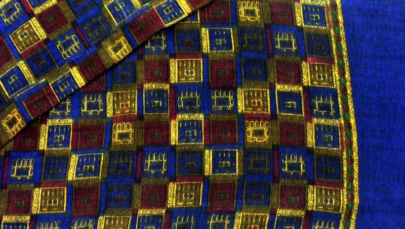 60s Multicolored Squares Print Scarf - Image 2