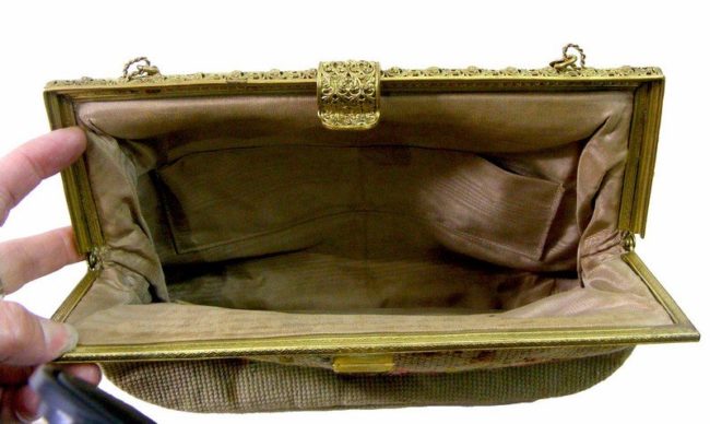 60s Needlepoint Metal Frame Hand Bag - Image 2