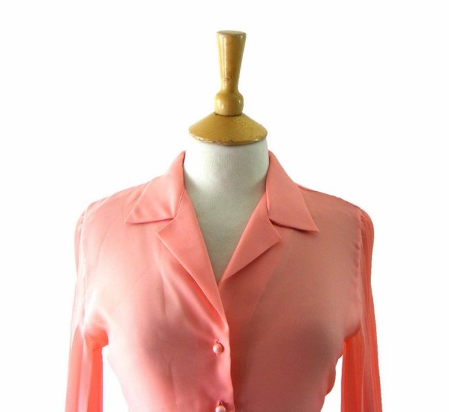 60s Pink Pleated Sleeves Blouse - 12 - Image 2