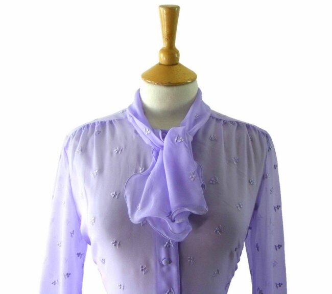 60s Purple Pussy Bow Blouse - 12 - Image 2