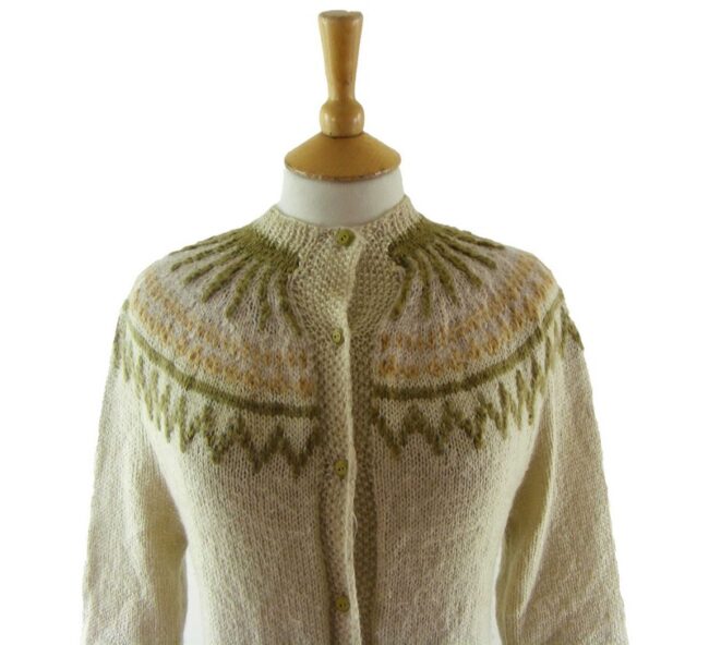 60s Scandinavian Knitted Wool Cardigan - 12 - Image 2