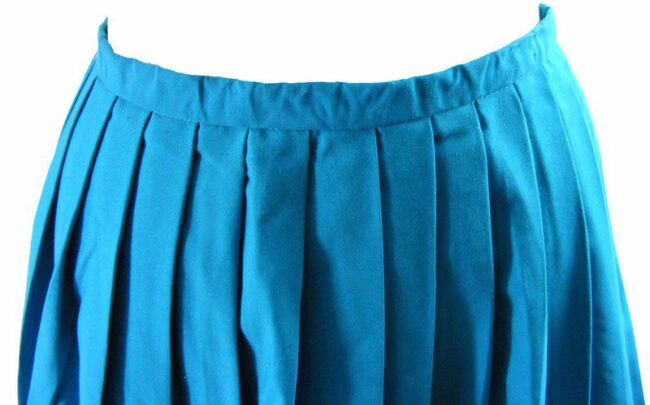 60s Turquoise Pleated Mini Skirt - 8 - Image 2